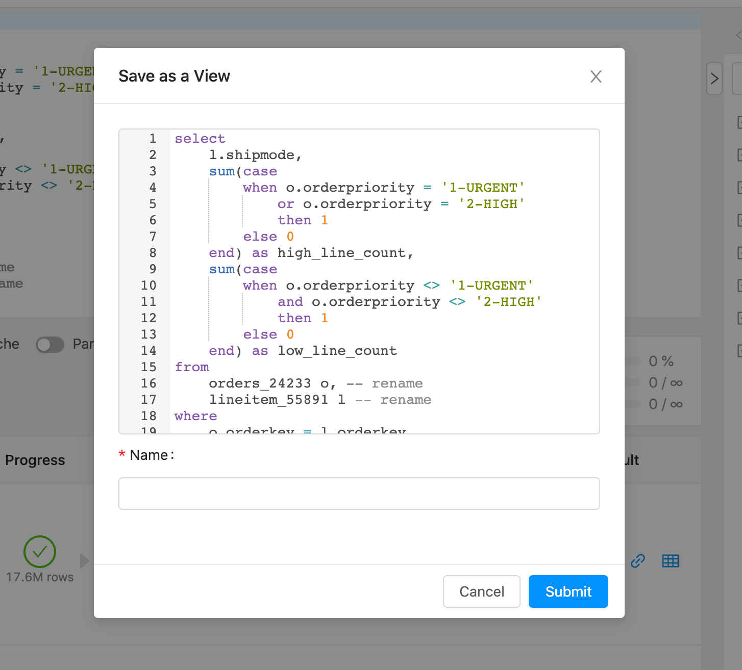 sql view save