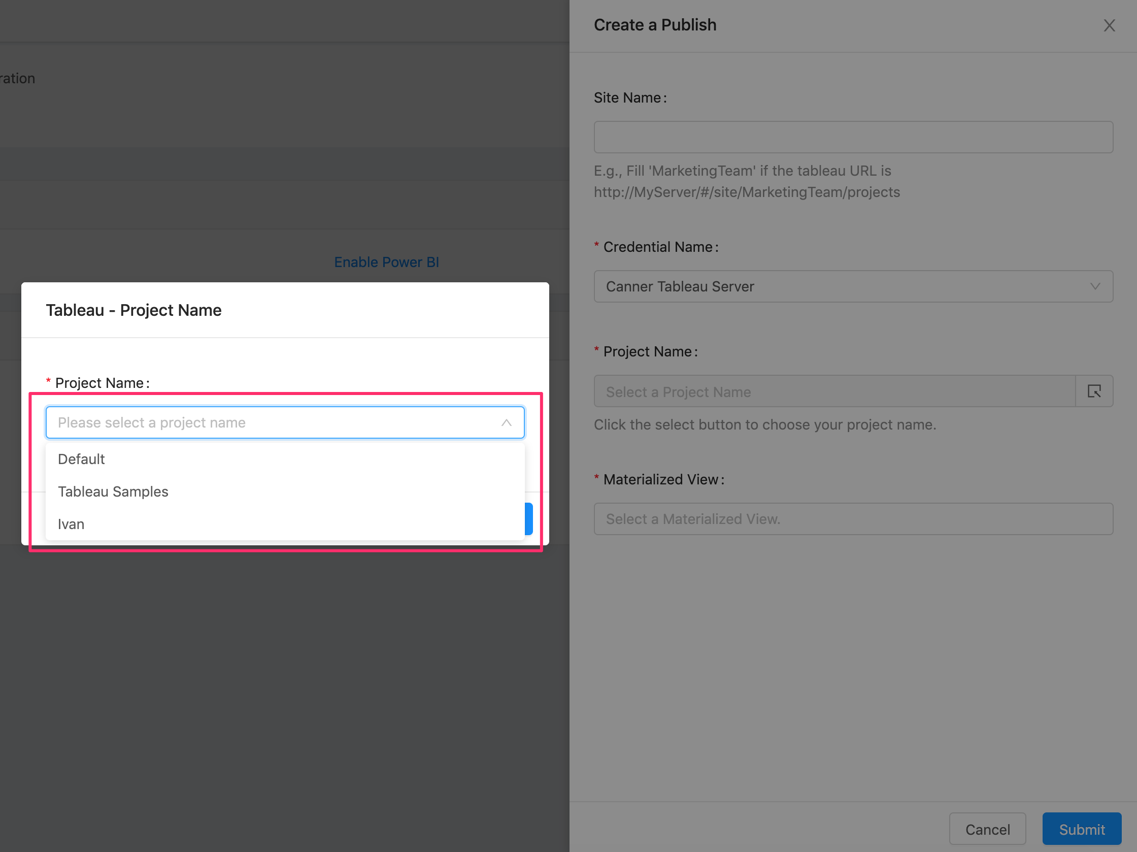 tableau-choose-project